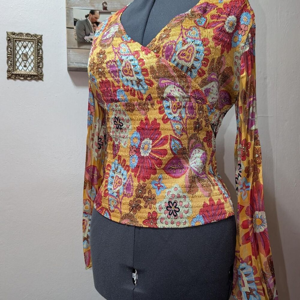 Women's 70s vibe Multi Floral Blouse
